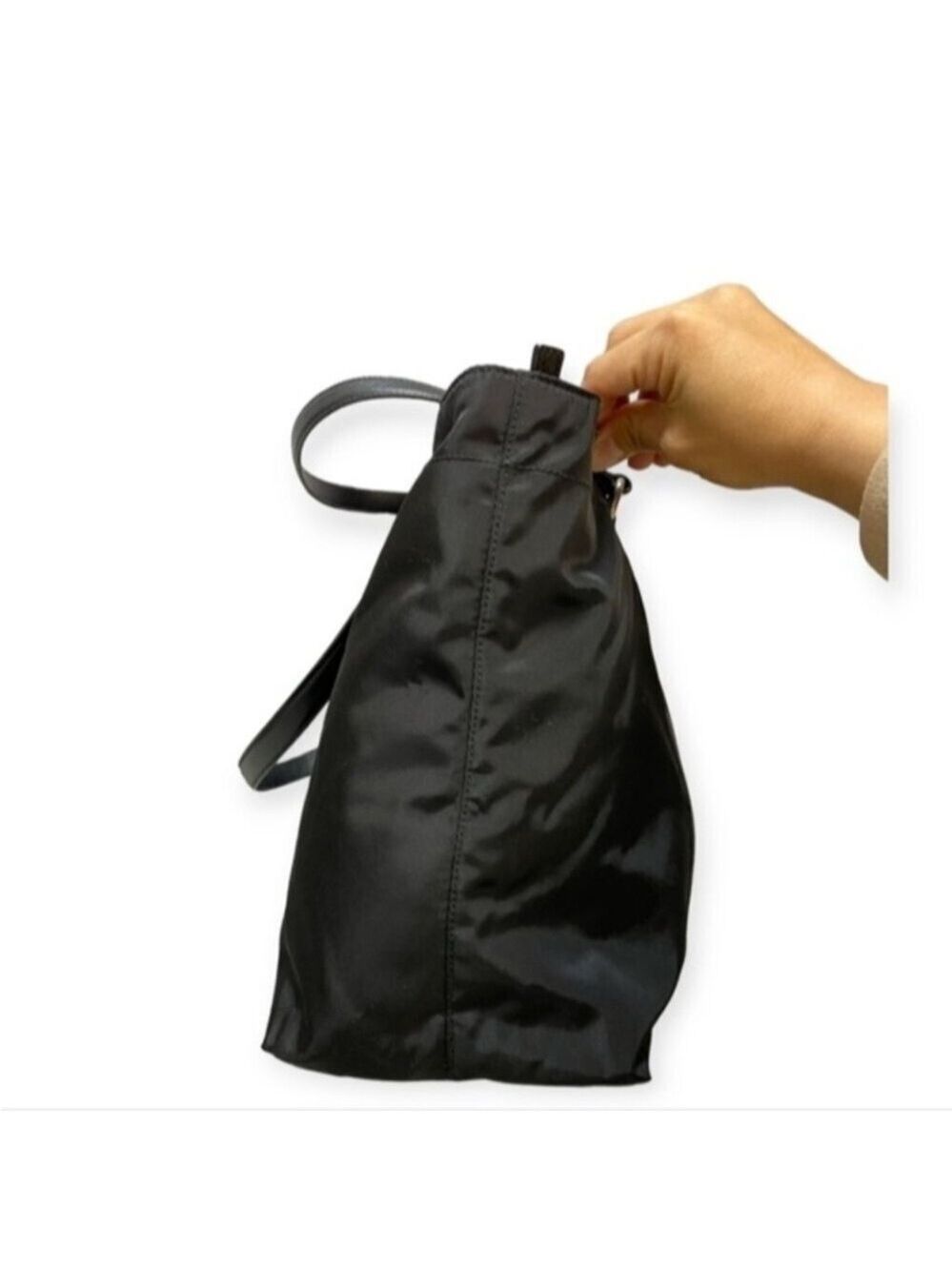 Authentic Prada Tessuto Nylon Tote Bag | Black Triangle Logo | Lampo Zipper - Picture 4 of 15